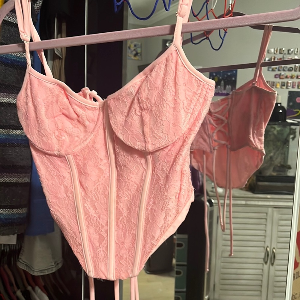 Size: Small - Color: Light Pink - Type: Corset Tank Top (with adjustable back)